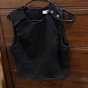 Astr Black Textured Sleeveless Blouse